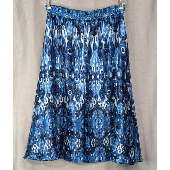 Her Destiny Midi Maxi Skirt Women's Petite PXL White/Blue Elastic Tie Waist Boho - Picture 2 of 12